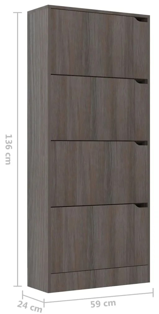 Παπουτσοθήκη 4 Πόρτες Γκρι Sonoma Δρυς 59x24x136 εκ Επεξ. Ξύλο 338135