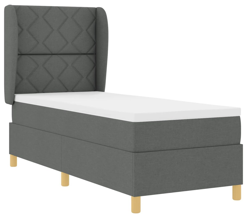 vidaXL Κρεβάτι Box Spring με Στρώμα Σκοτεινό Γκρι 80x200 εκ Υφασμάτινο