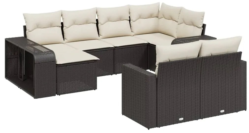 vidaXL Σαλόνι Κήπου Σετ 10 Τεμαχίων Μαύρο Συνθετικό Ρατάν με Μαξιλάρια