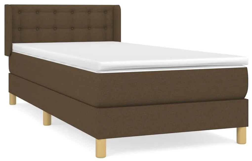 Κρεβάτι Boxspring με Στρώμα Σκούρο Καφέ 90x190 εκ. Υφασμάτινο - Καφέ