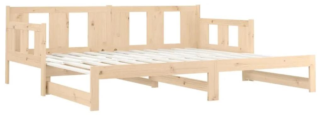 Καναπές Κρεβάτι Συρόμενος 2x(90x200) εκ. Μασίφ Ξύλο Πεύκου - Καφέ