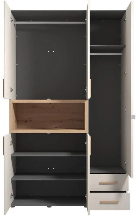 Ντουλάπα DONALD 3K2F1O Τρίφυλλη με Καθρέπτη Cashmere - Artisan Oak 135x57x227εκ. 135x57x227 εκ.