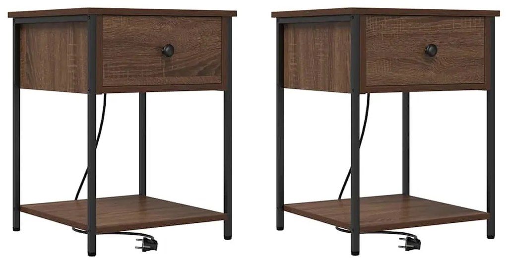 vidaXL Κομοδίνο 2 pcs Καφέ δρυς 42 x 41 x 56 εκ. Επεξεργασμένο ξύλο