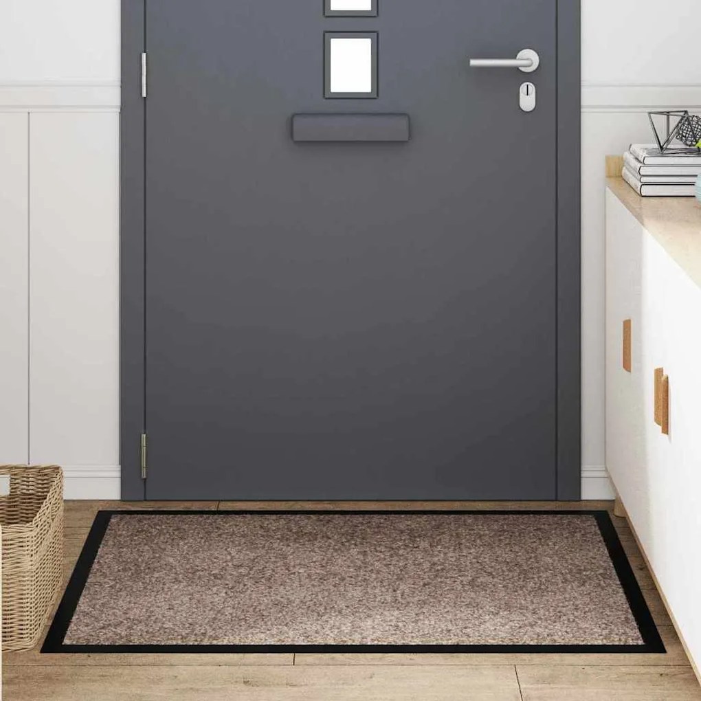 vidaXL Χαλάκι Εξώπορτας Μπεζ 60 x 40 x 1.2 εκ. Ύφασμα τέντι