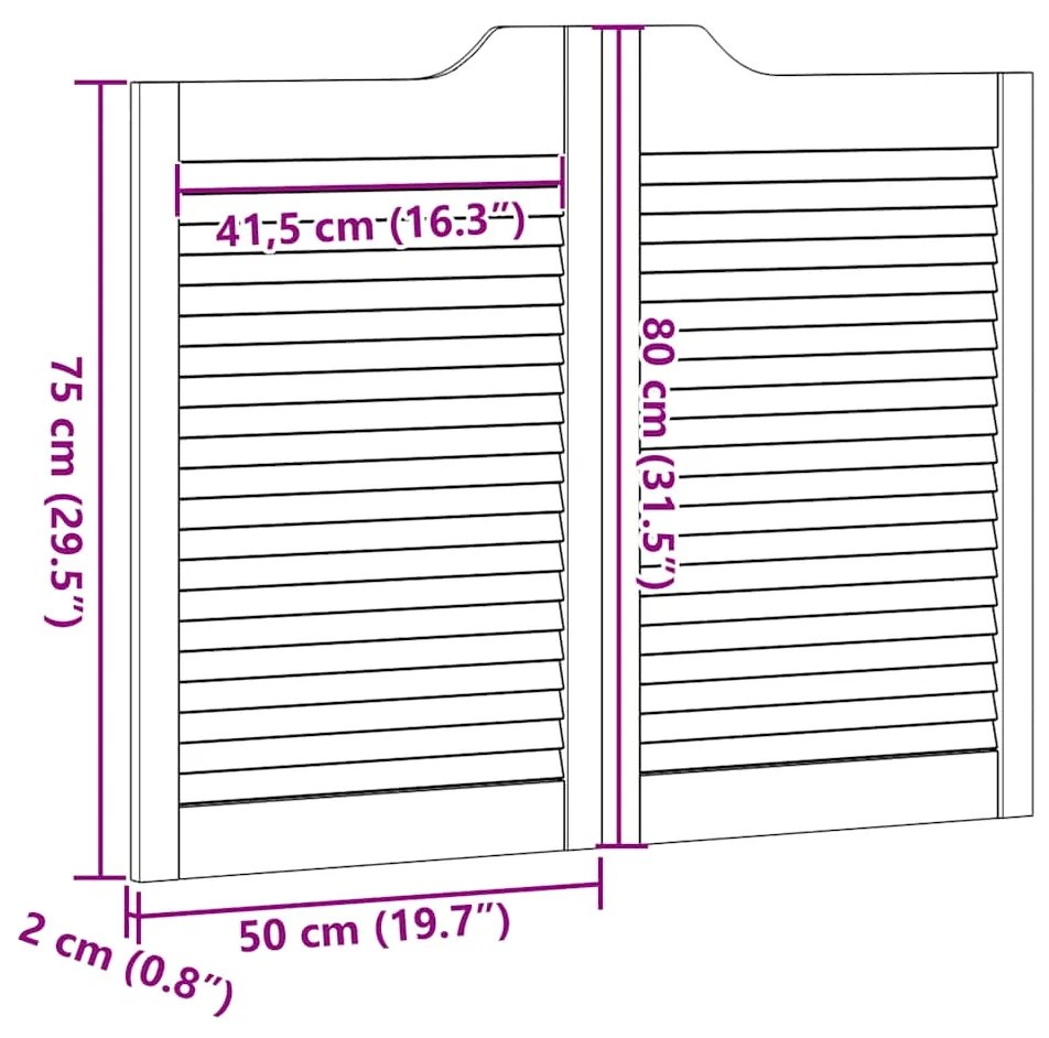 SWING DOORS LOUVRED DESIGN 1-PAIR 80X100 CM ΜΑΣΙΦ ΞΥΛΟ ΠΕΥΚΟ 4107130