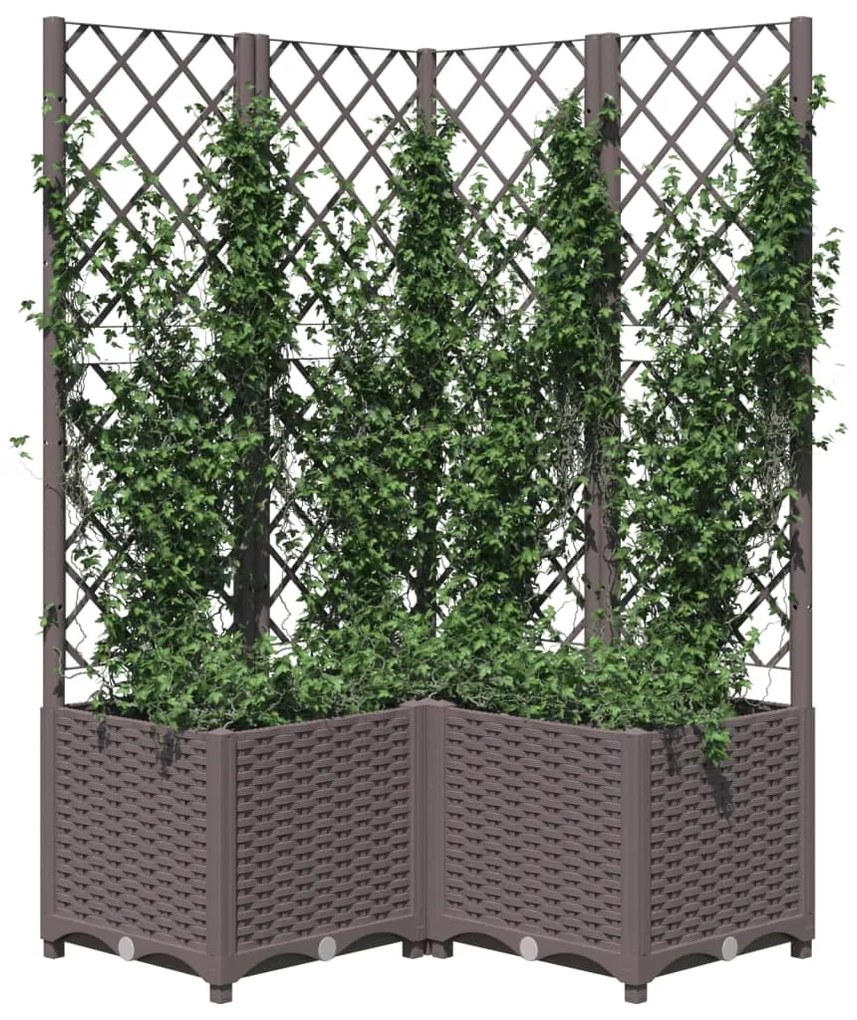 vidaXL Ζαρντινιέρα Κήπου με Καφασωτό Καφέ 80 x 80 x 136 εκ. από PP