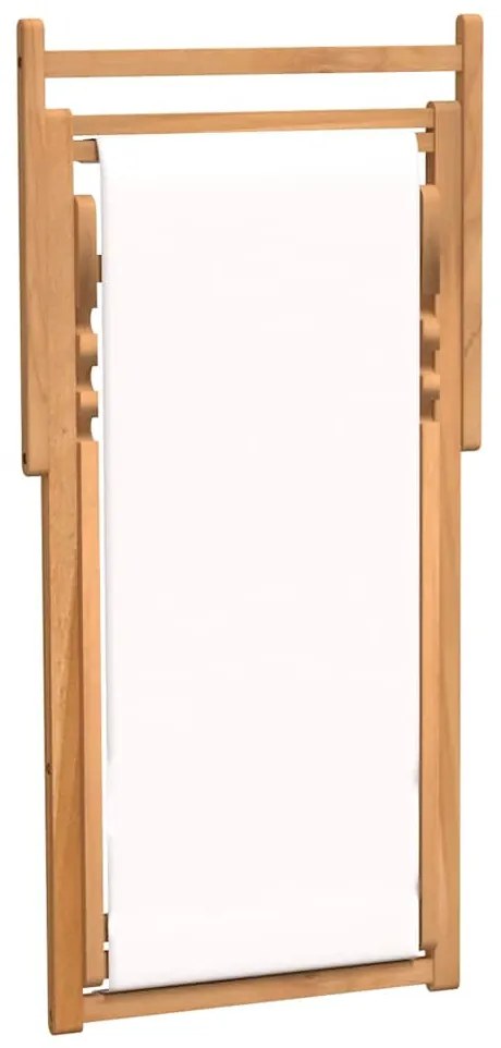 vidaXL Ξαπλώστρα Κρεμ 56 x 105 x 96 εκ. από Ξύλο Teak