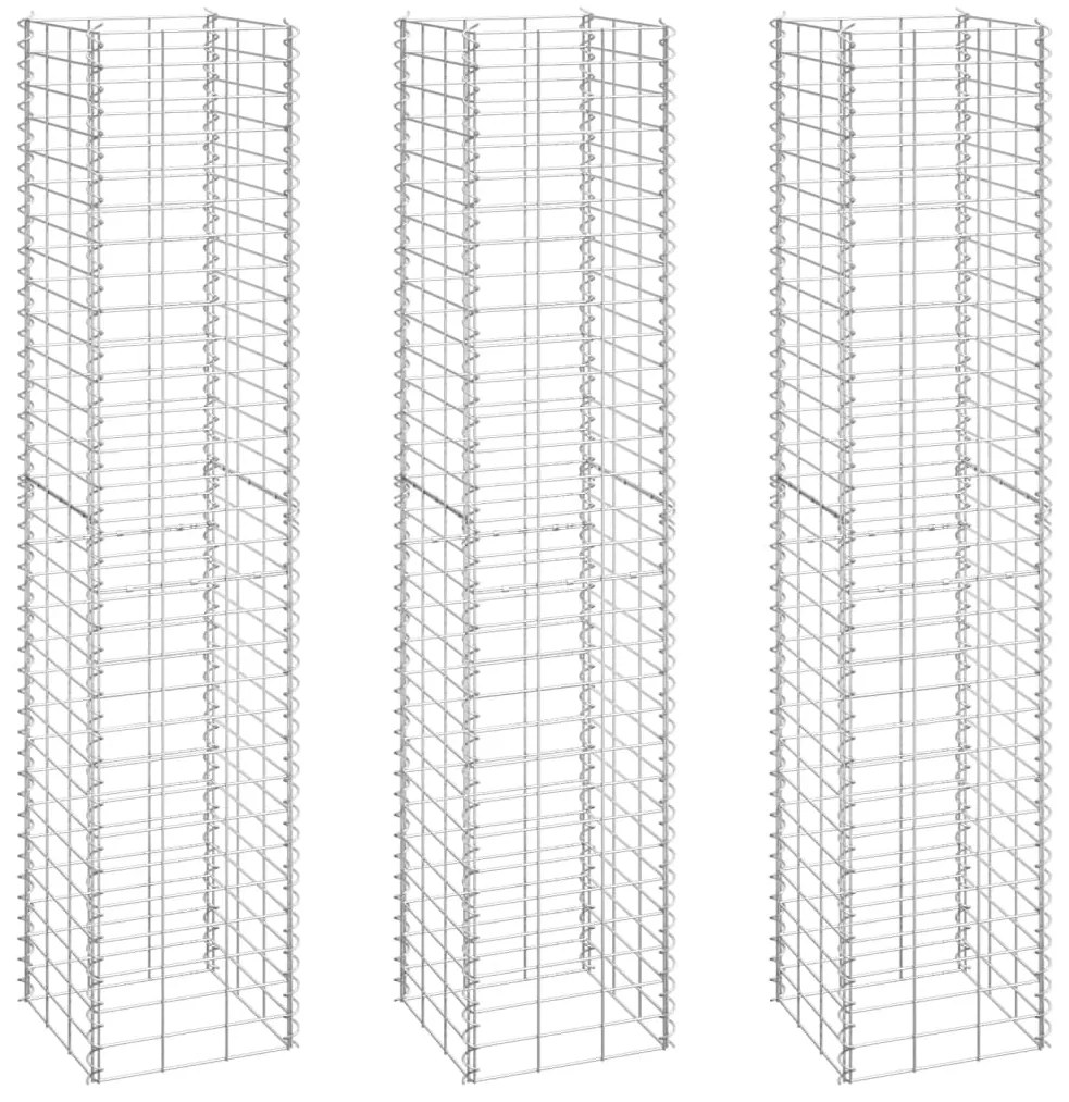 vidaXL Συρματοκιβώτια-Γλάστρες Υπερυψ. 3 τεμ. 30x30x150εκ. Σιδερένιες