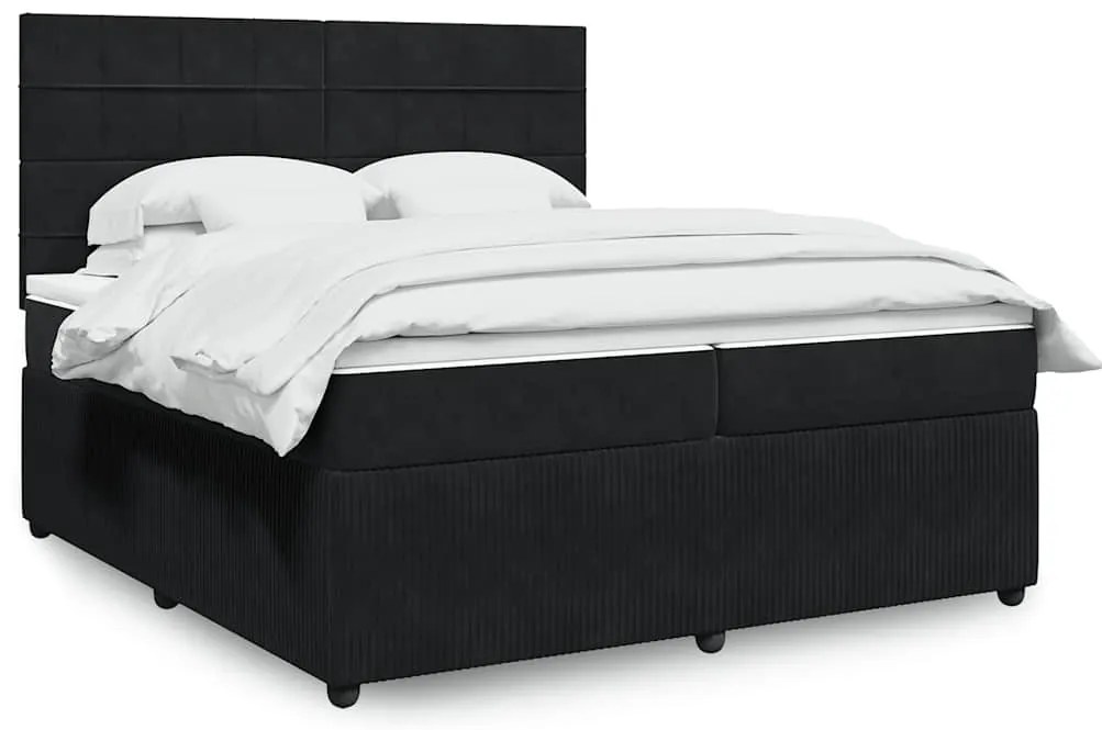 vidaXL Κρεβάτι Boxspring με Στρώμα Μαύρο 200x200 εκ. Βελούδινο
