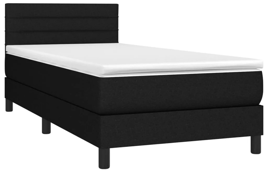 vidaXL Κρεβάτι Boxspring με Στρώμα Μαύρο 90x190 εκ.Υφασμάτινο