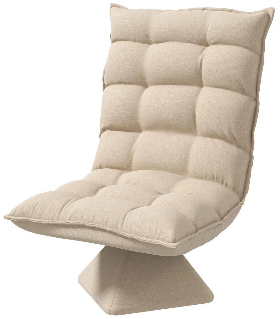 HOMCOM Πολυθρόνα Ανάγνωσης, Περιστρεφόμενη, Όψη Λινού, 62 cm x 70 cm x 95 cm, Μπεζ