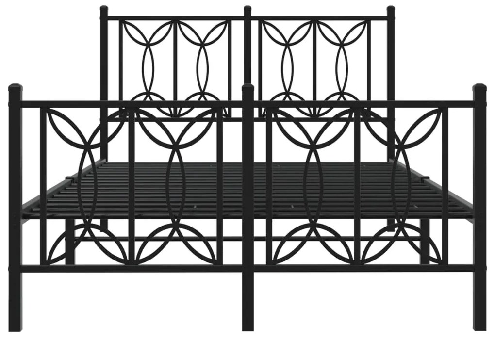vidaXL Πλαίσιο Κρεβατιού με Κεφαλάρι&Ποδαρικό Μαύρο 120x190εκ. Μέταλλο