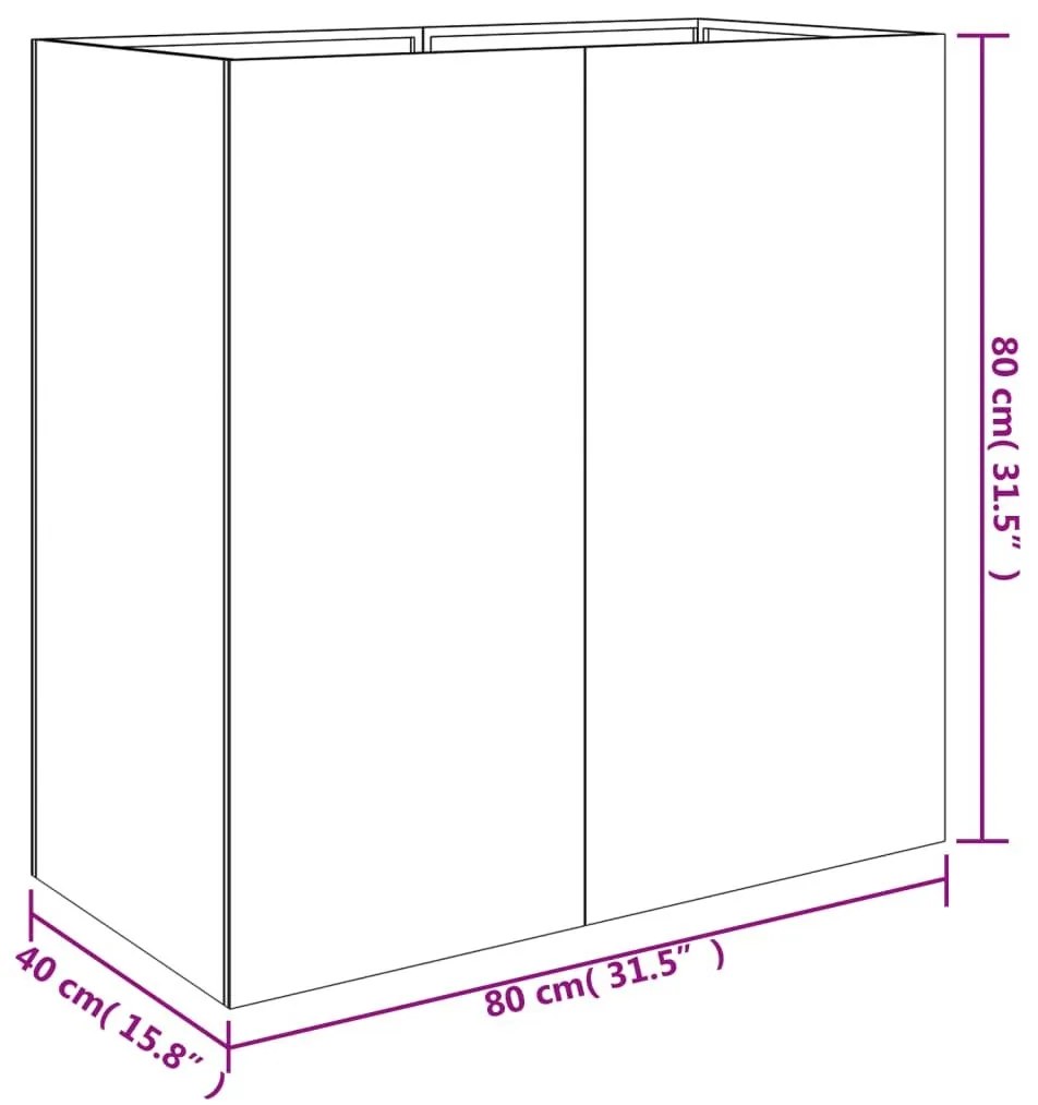 Ζαρντινιέρα 40x80x80 εκ. από Ατσάλι Σκληρυθέν στον Αέρα - Καφέ