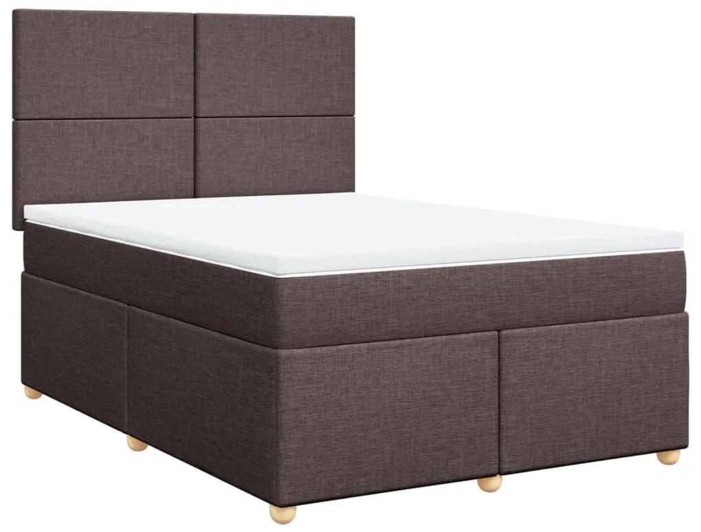 Κρεβάτι Boxspring με Στρώμα Σκούρο Καφέ 160x200 εκ Υφασμάτινο - Καφέ