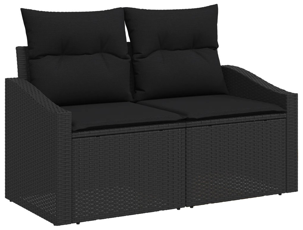 vidaXL set καναπέ κήπου 7 κομματιών με μαξιλάρια μαύρο πολυκαρβόνιο