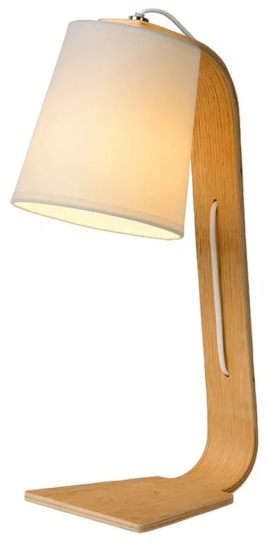 Φωτιστικό Επιτραπέζιο Lucide 06502-81-31 NORDIC Λευκό (White)|Ξύλο Φυσικό χρώμα (Wood Natural Finish)