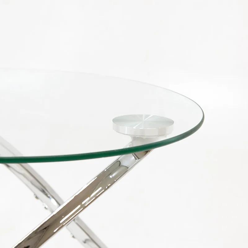 Βοηθητικό τραπέζι Sabin pakoworld μέταλλο-γυαλί 5mm Φ50x50εκ - Γυαλί - 029-000105
