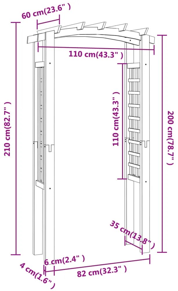 Αψίδα Καφασωτό 110x60x210 εκ. από Εμποτισμένο Μασίφ Ξύλο Πεύκου - Καφέ