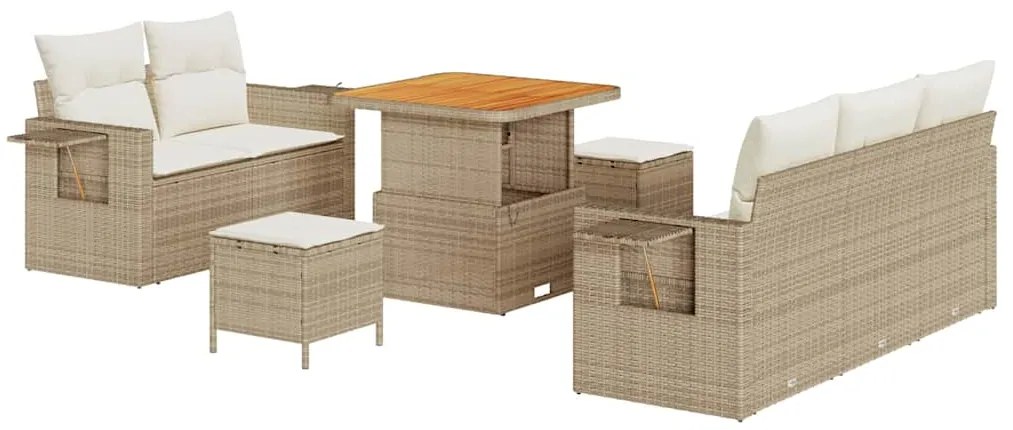 vidaXL Σετ Καναπέ Κήπου 8 pcs Μπεζ συνθετικό ρατάν