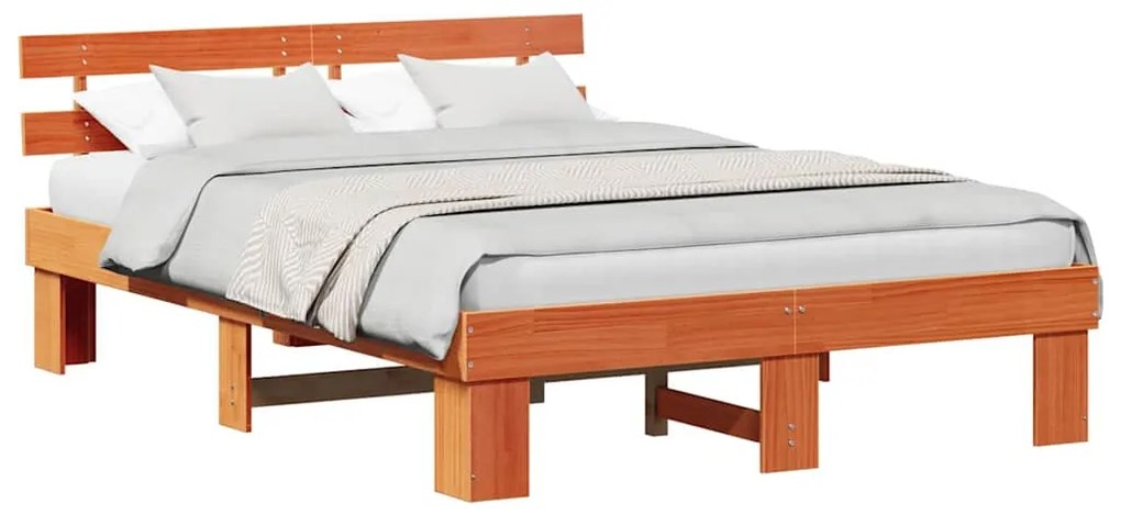 vidaXL Σκελετός Κρεβατιού Καφέ 160 x 200 cm Μασίφ ξύλο πεύκου