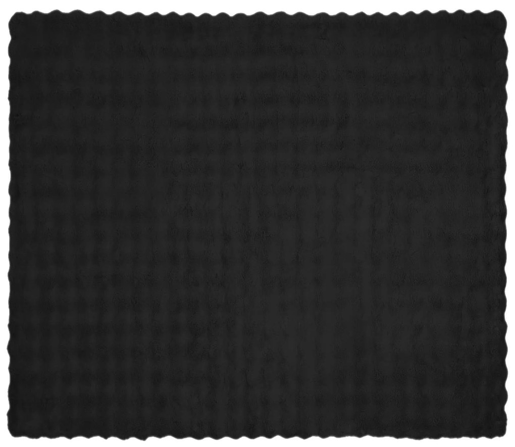 vidaXL Ψεύτικη κουβέρτα από κουνέλι Μαύρο 130 x 150 cm Πολυεστέρας