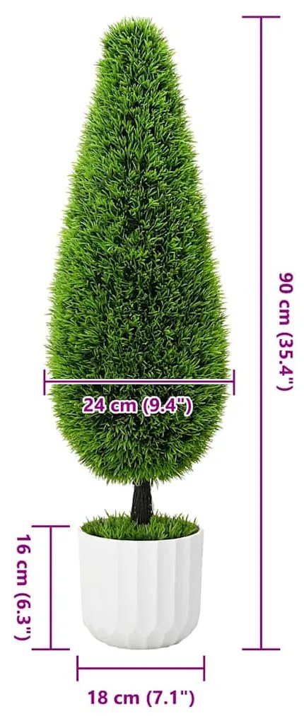 vidaXL Τεχνητό Φυτό Πράσινο 24 x 24 x 90 εκ Πλαστικό