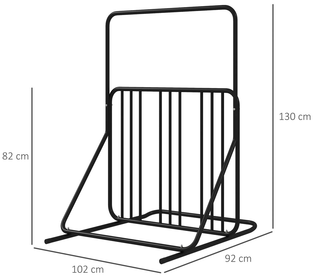 DURHAND Στάντ ποδηλάτου για 4 ποδήλατα, ανθεκτικό στις καιρικές συνθήκες, πρόσθετη βάση στήριξης, 102 x 92 x 130 εκ., Μαύρο