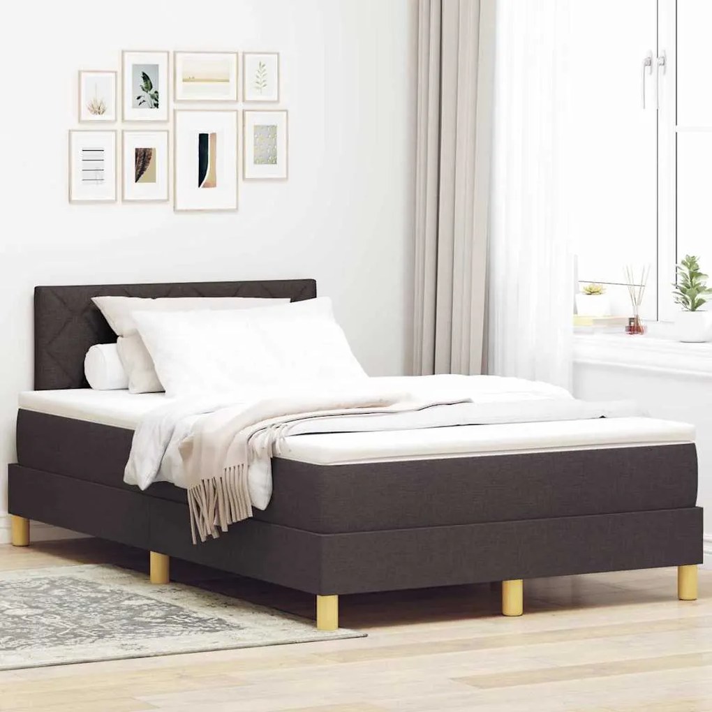 vidaXL Κρεβάτι box spring με στρώμα με στρώμα Σκούρο καφέ Σκούρο καφέ