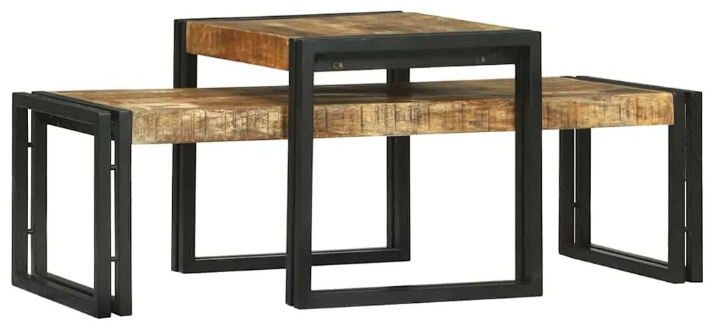 vidaXL Τραπεζάκι σαλονιού 2 pcs Καφέ Στερεό ξύλο μάνγκο