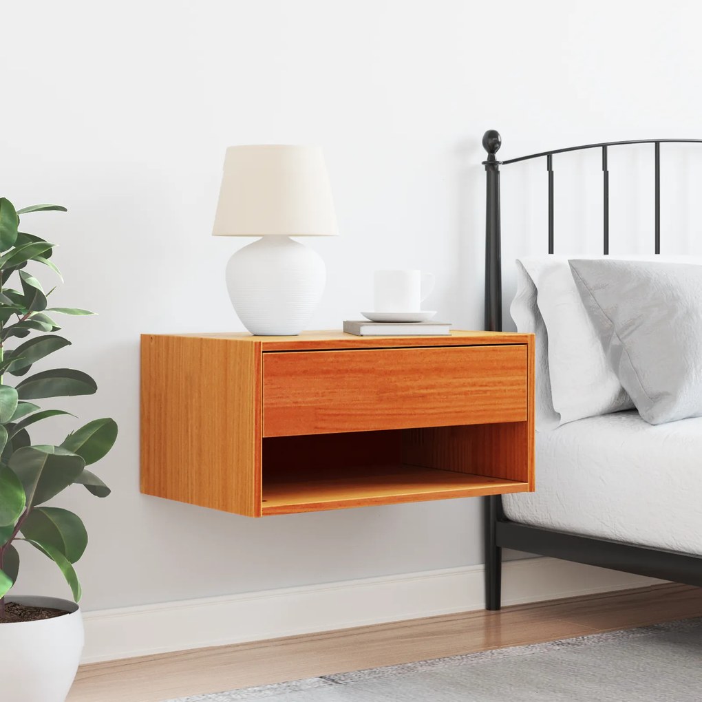 vidaXL Κομοδίνο Καφέ κεριού 50 x 32.5 x 24 εκ Μασίφ ξύλο πεύκου