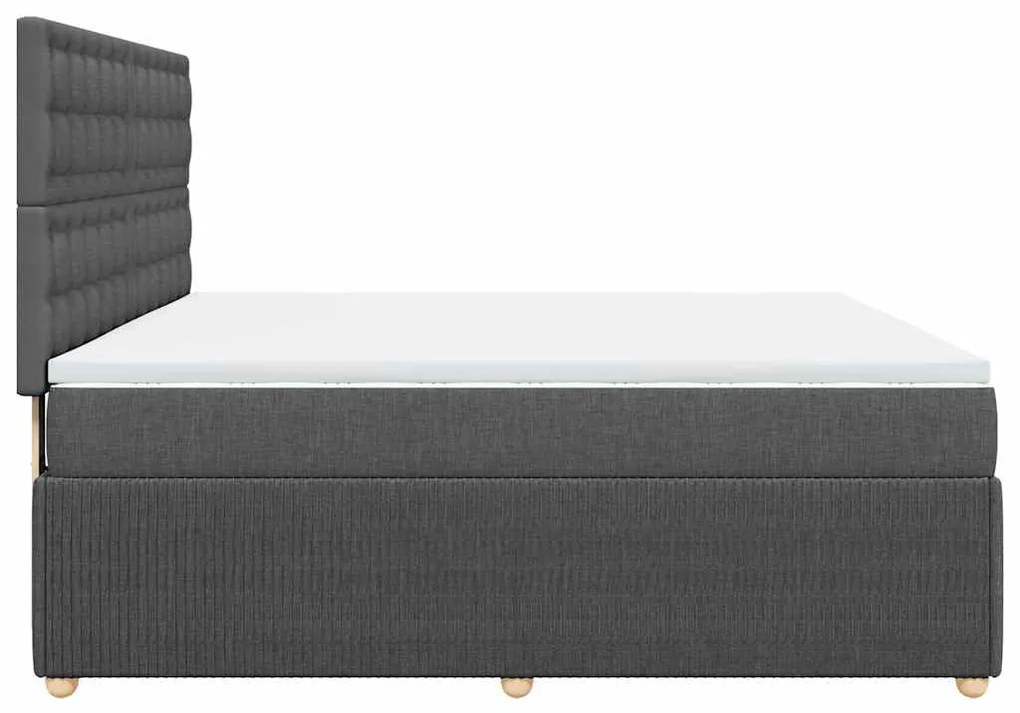 vidaXL Κρεβάτι Boxspring με Στρώμα Σκούρο Γκρι 180x200 εκ Υφασμάτιν