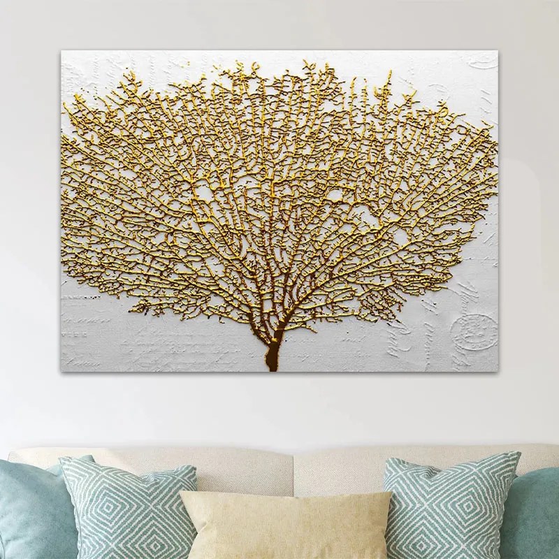 Πίνακας σε καμβά \&quot;Golden Tree\&quot; Megapap ψηφιακής εκτύπωσης 100x70x3εκ.