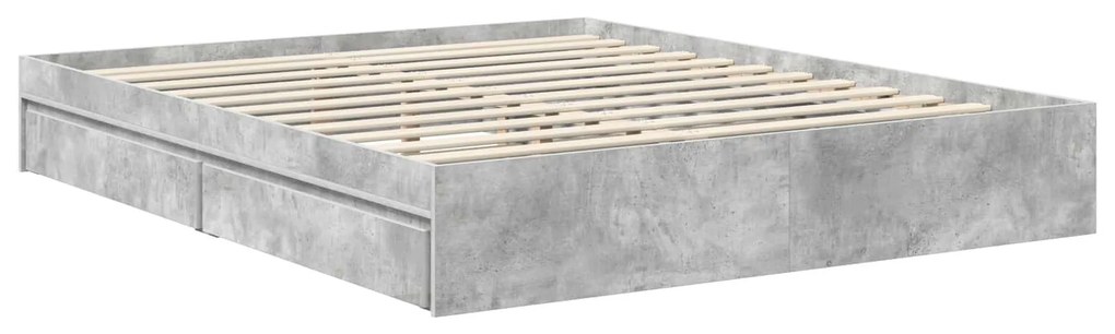vidaXL Κρεβάτι Αποθήκης Σκυρόδεμα Γκρι 160 x 200 cm Επεξεργασμένο ξύλο