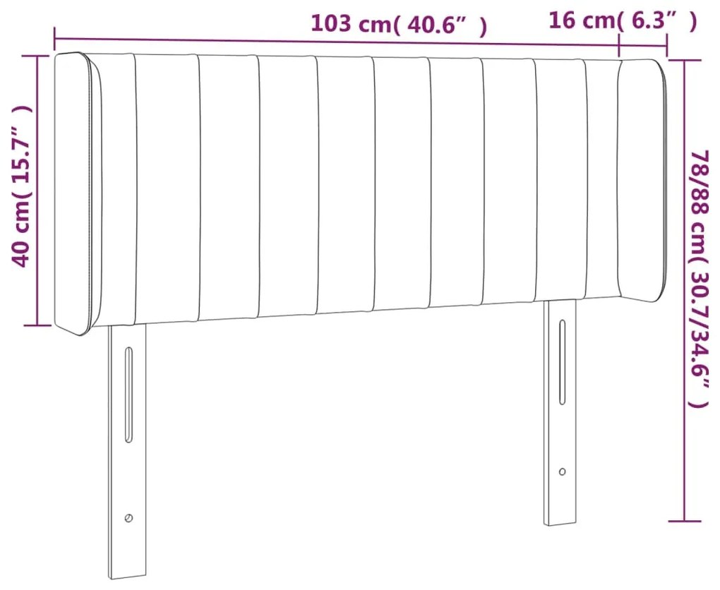 vidaXL Κεφαλάρι Κρεβατιού LED Μαύρο 103x16x78/88 εκ. Βελούδινο