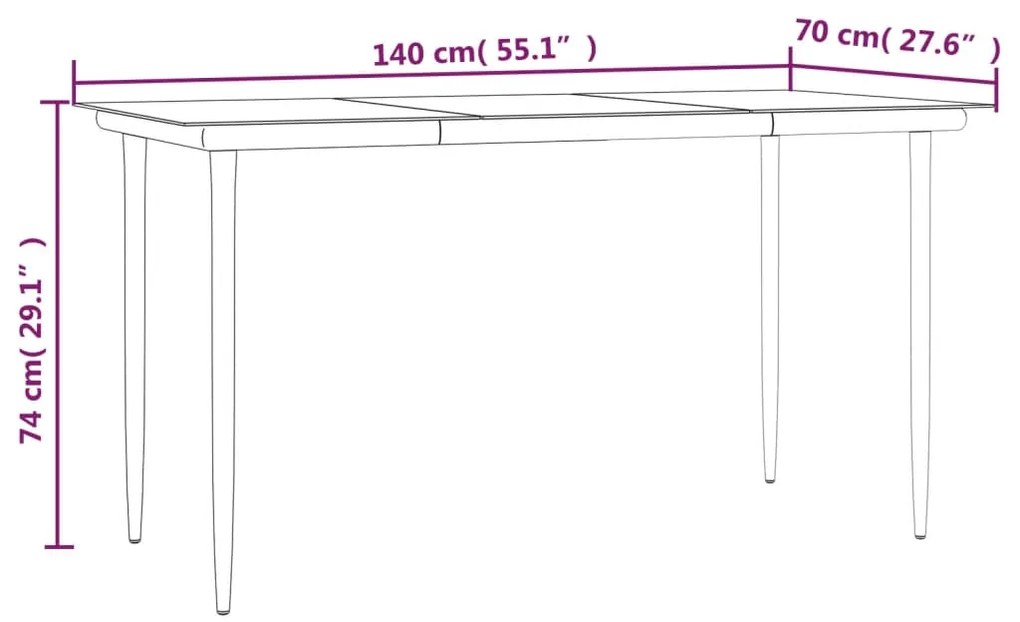 vidaXL Σετ Τραπεζαρίας Κήπου 7 Τεμαχίων Μαύρο από Ατσάλι &amp; Textilene