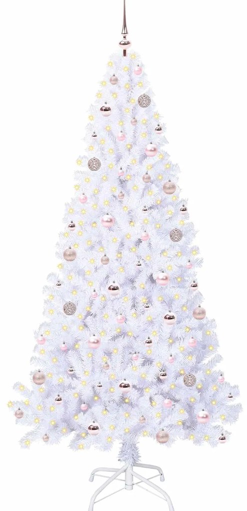 vidaXL Τεχνητό Χριστουγεννιάτικο Δέντρο Λευκό 210 cm PVC και Ατσάλι