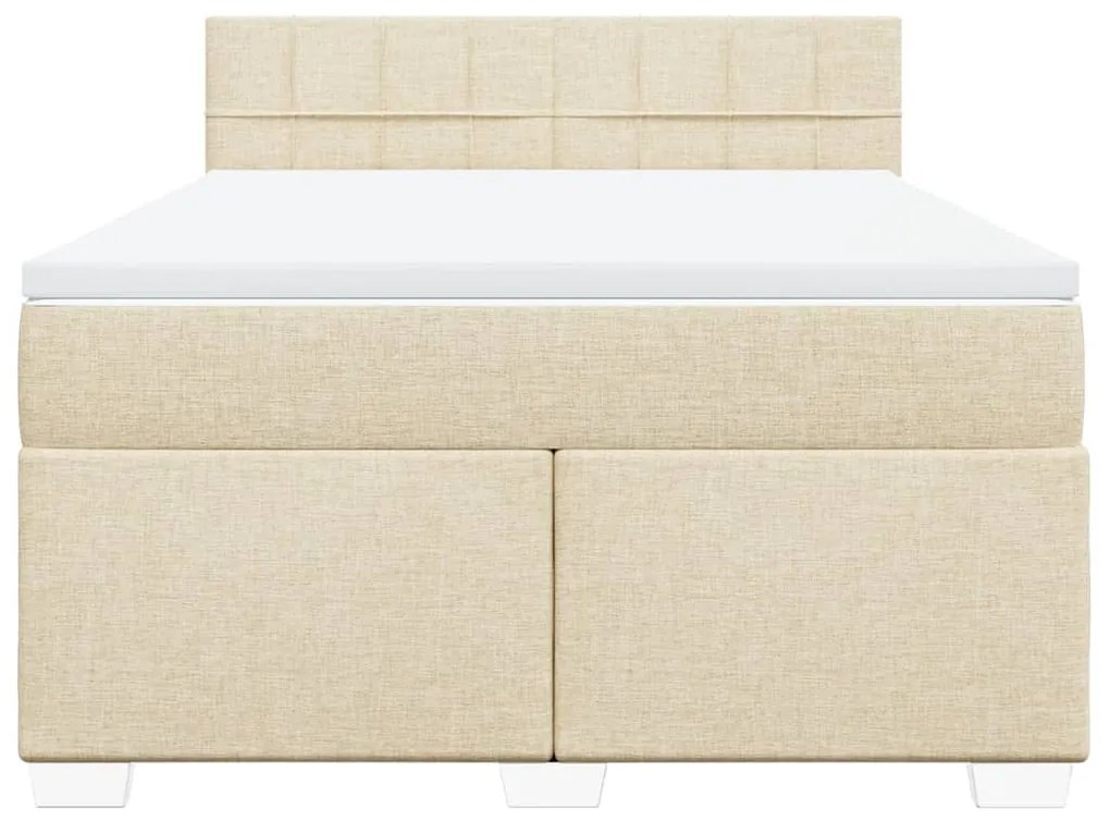 Κρεβάτι Boxspring με Στρώμα Κρεμ 160x200 εκ. Υφασμάτινο - Κρεμ