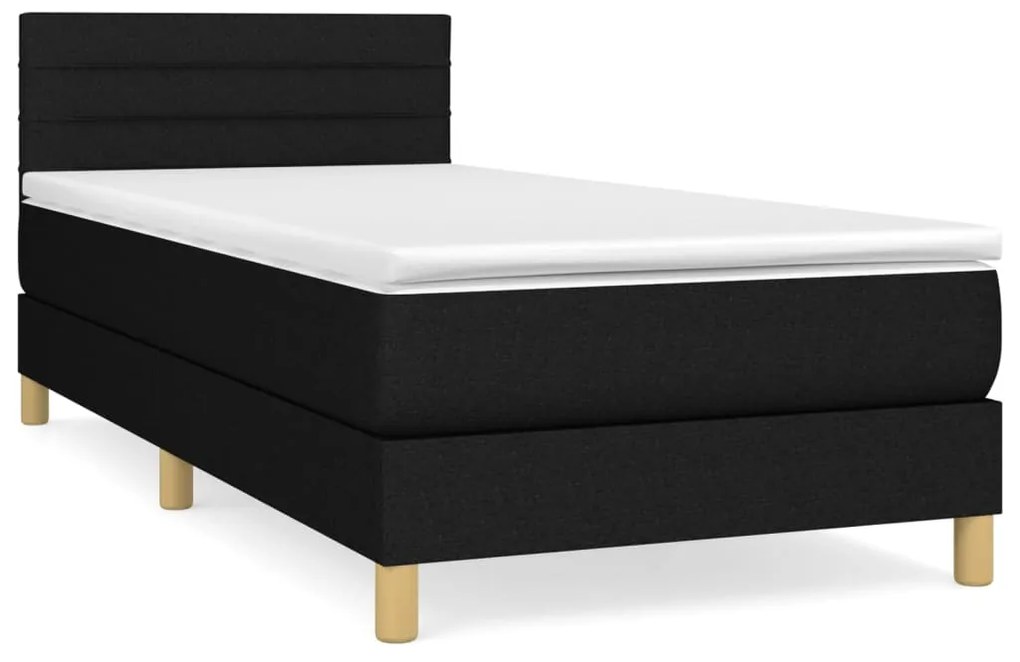 vidaXL Κρεβάτι Boxspring με Στρώμα Μαύρο 80 x 200 εκ. Υφασμάτινο