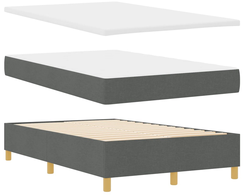 vidaXL Κρεβάτι Box Spring με Στρώμα & Πάγκο Σκούρο Γκρι 120x190 εκ Ύφασμα