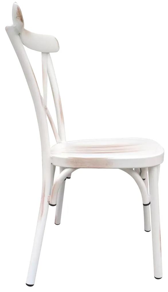 Καρέκλα Κήπου CHAD Λευκό Αντικέ Αλουμίνιο 44x52x87cm