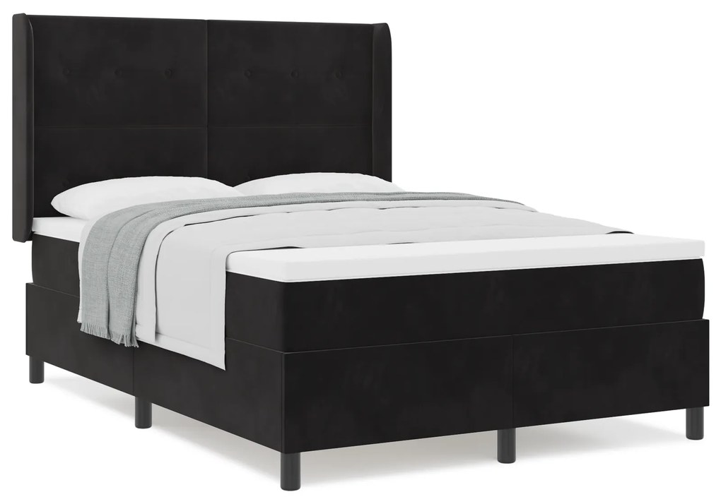 vidaXL Κρεβάτι με ελατήρια με κεφαλάρι Μαύρο 160 x 200 cm Βελούδο