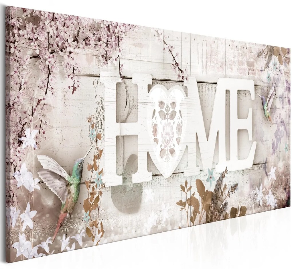 Πίνακας - Home and Hummingbirds (1 Part) Beige Narrow 120x40