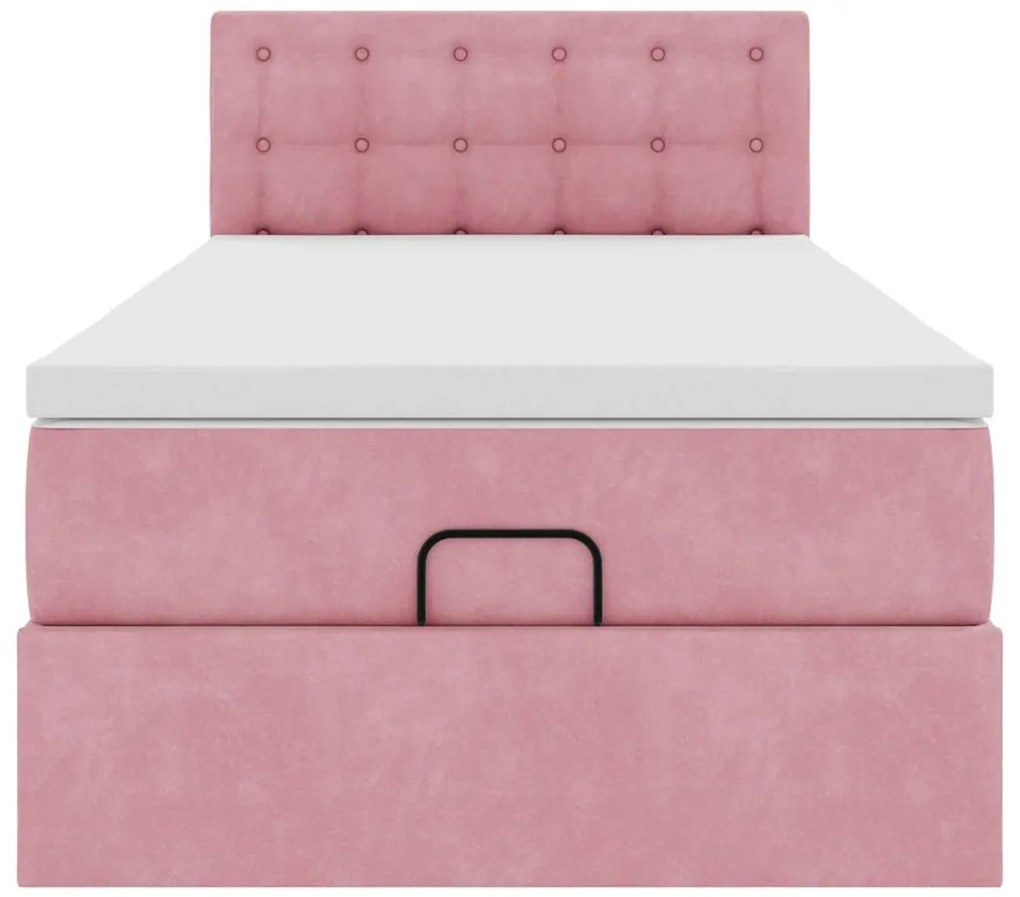 vidaXL Οθωμανικό κρεβάτι με στρώμα ροζ 100x200cm Velvet