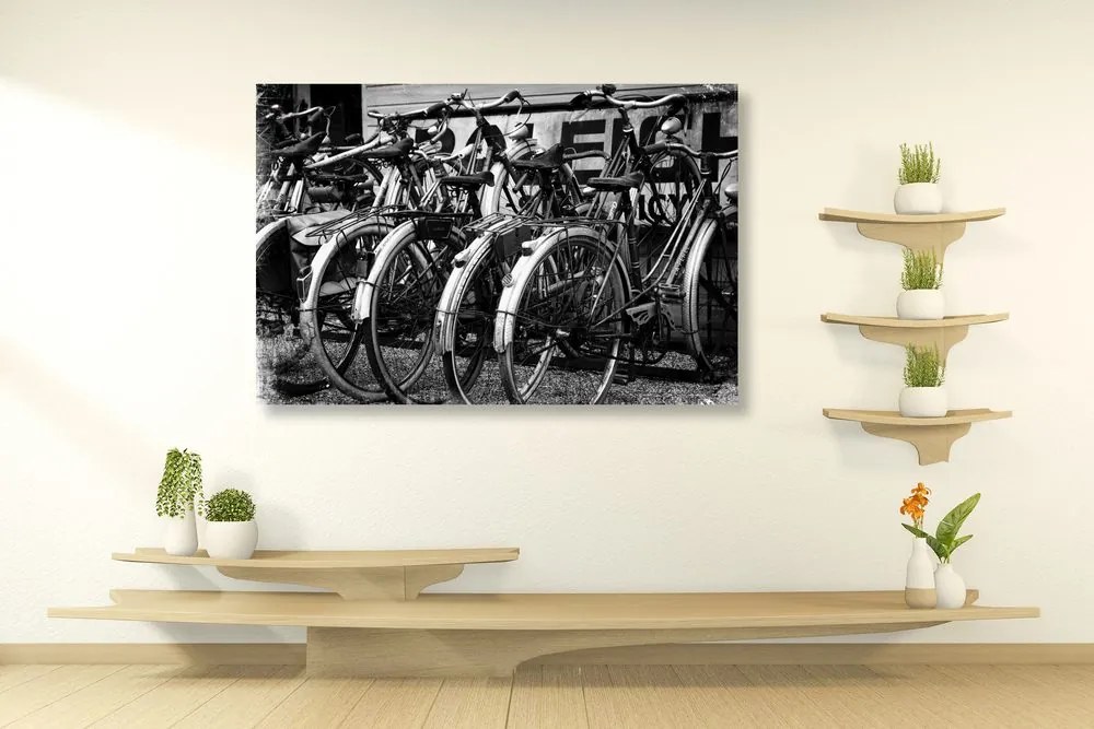 Εικόνα ρετρό ποδηλάτου σε ασπρόμαυρο σχέδιο - 120x80