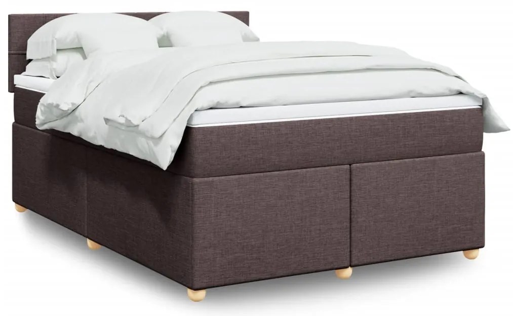 vidaXL Κρεβάτι Boxspring με Στρώμα Σκούρο Καφέ 140x200 εκ Υφασμάτινο