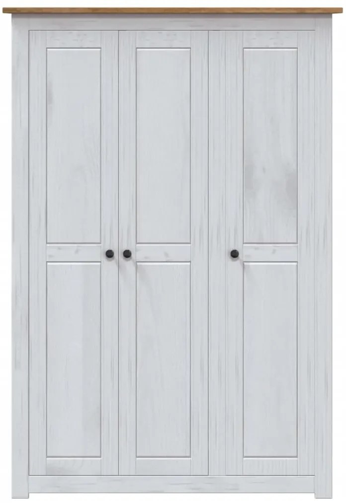 vidaXL Ντουλάπα Τρίφυλλη Λευκή 118x50x171,5εκ Ξύλο Πεύκου Σειρά Panama