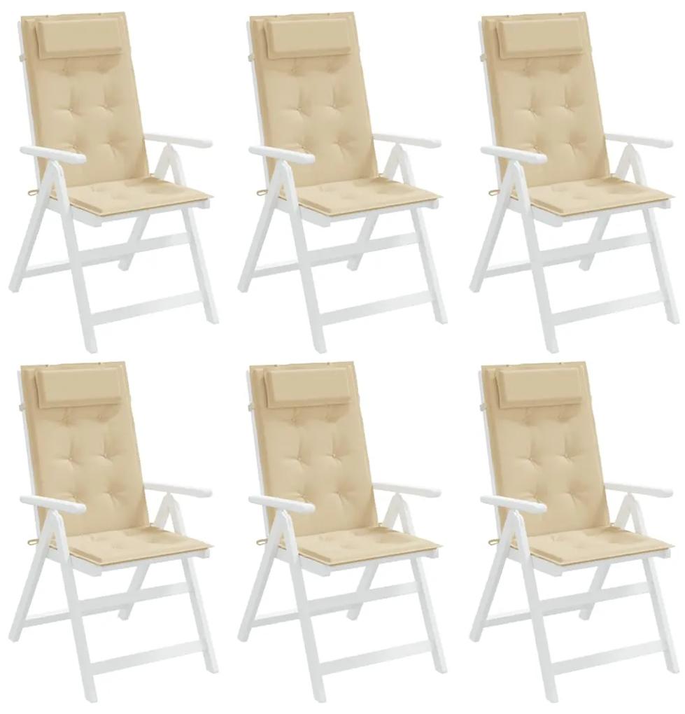 vidaXL Μαξιλάρια Καρέκλας με Πλάτη 6 τεμ. Μπεζ από Ύφασμα Oxford