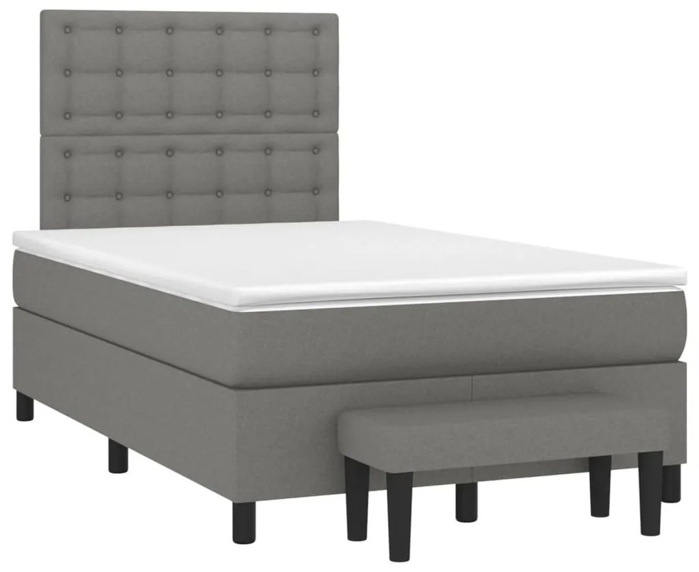 Κρεβάτι Boxspring με Στρώμα Σκούρο Γκρι 120x200 εκ. Υφασμάτινο - Γκρι