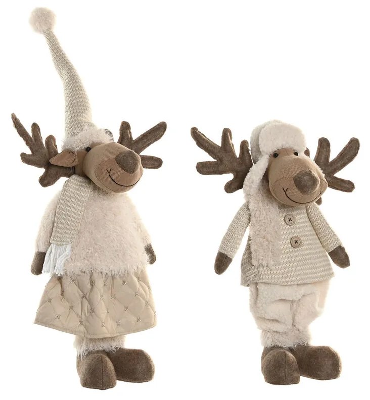 Χριστουγεννιάτικο Στολίδι Home ESPRIT Λευκό Μπεζ 25 x 18 x 44 cm (x2)