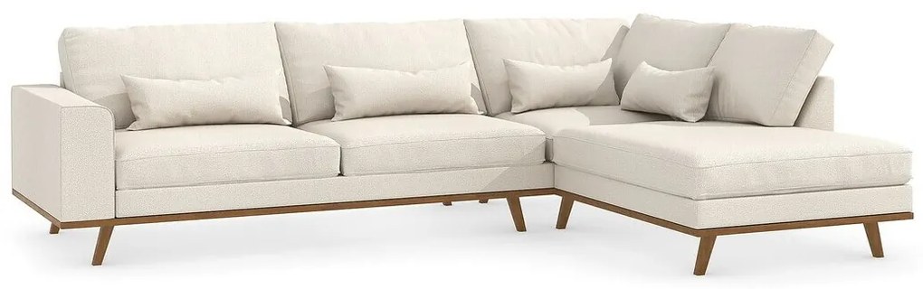 Γωνιακός Καναπές Seattle K106, Beige, 291x202x85cm, Πόδια: Ξύλο, Ξύλο: Πεύκο | Epipla1.gr